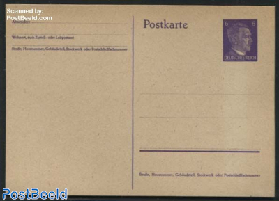Postcard 6pf purple, Hitler
