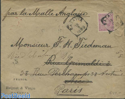 Envelope from Batavia to Paris, with Nice, Paris and Batavia mark