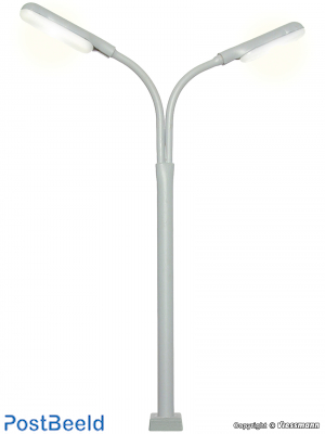 Whip street light, double, with plug-in socket, 2 LEDs white